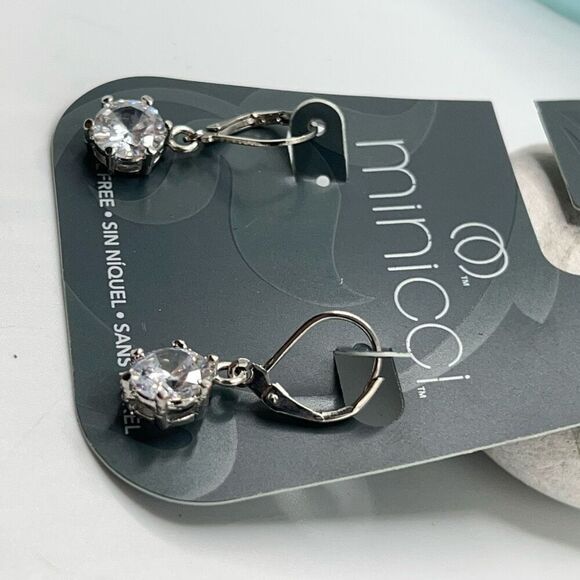 Minicci Silver Crystal Solitaire Dangle  Earrings $16ea or bundle 3 for $25 - Picture 4 of 5